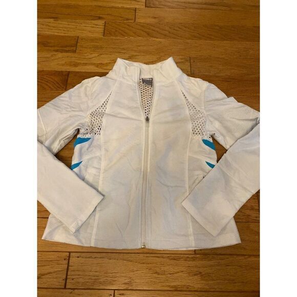 Nike Fit Dry women's white athletic fitted zip up breathable mesh jacket sz SM - Picture 1 of 10
